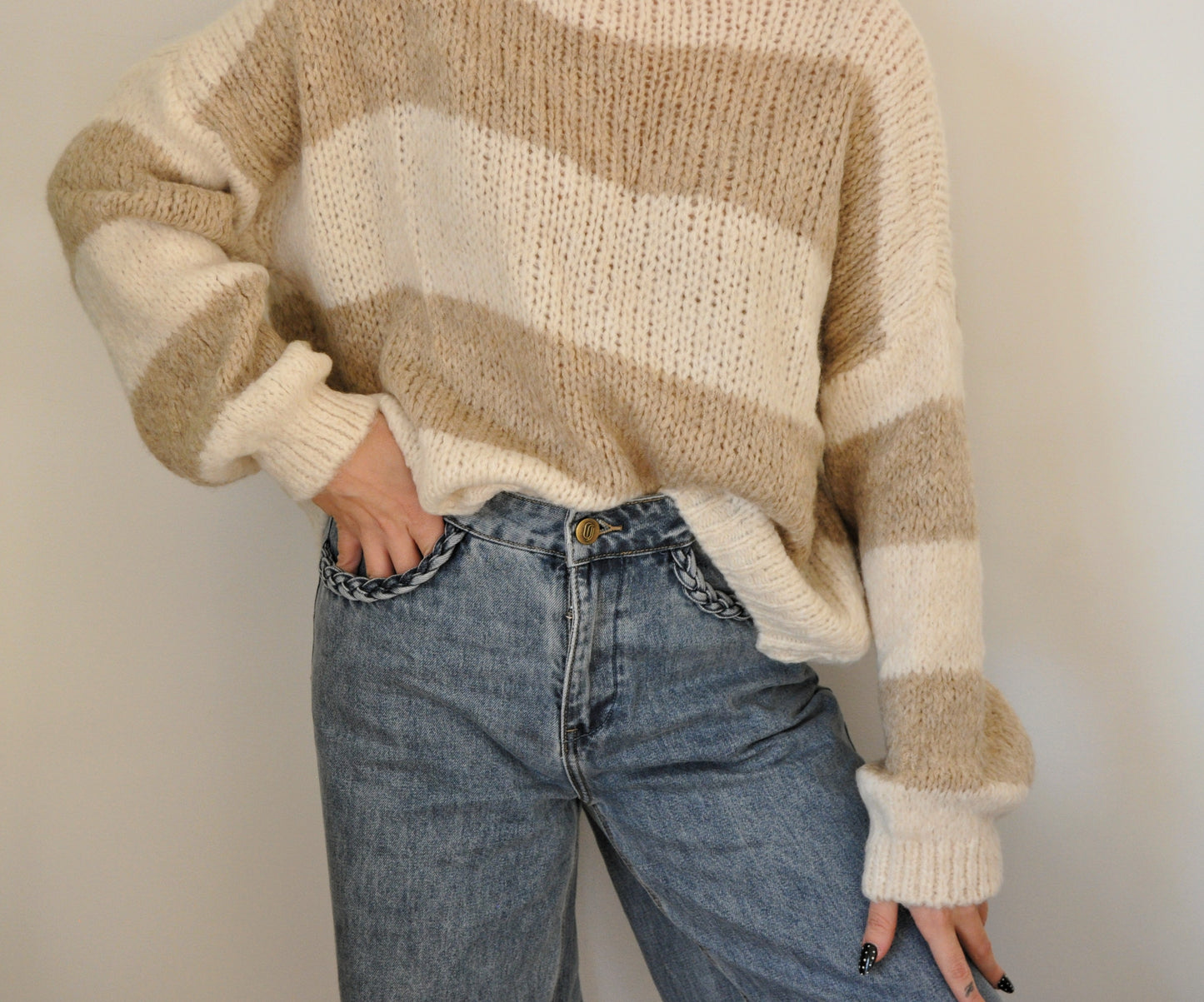 Pull-gilet à rayures nœuds