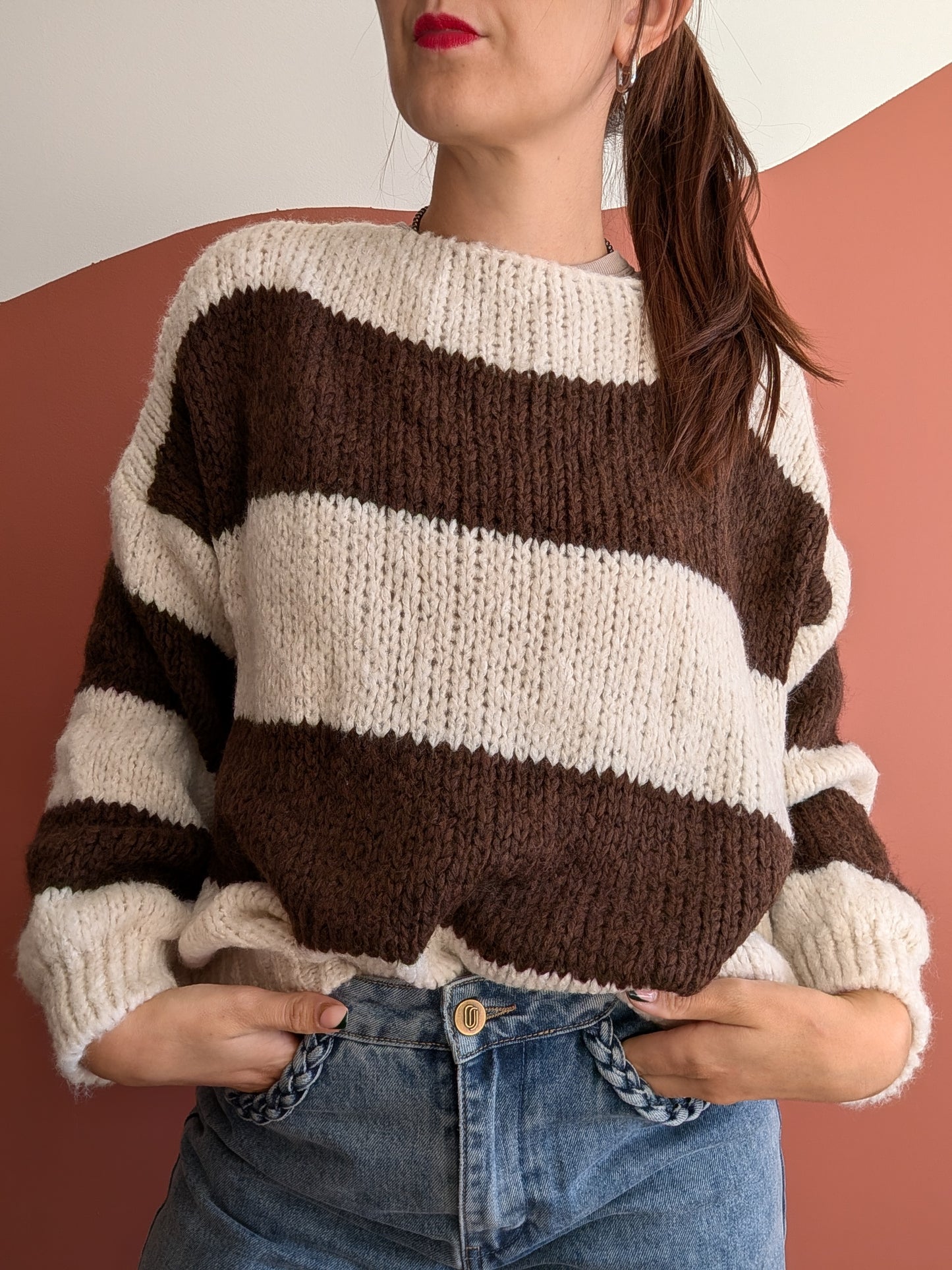 Pull-gilet à rayures nœuds