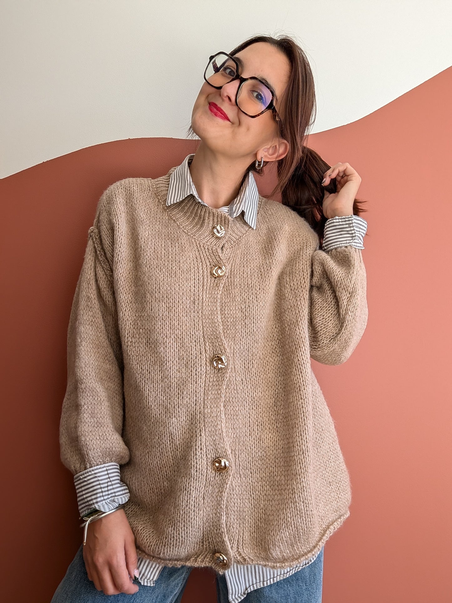 Gilet oversize avec manches bouffantes