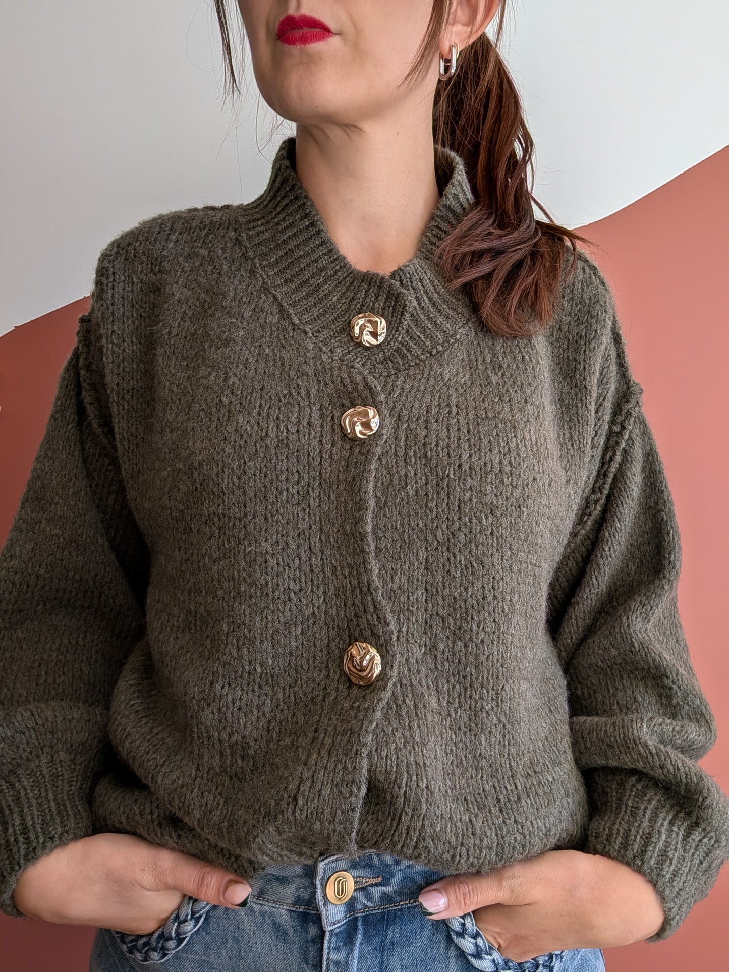 Gilet oversize avec manches bouffantes