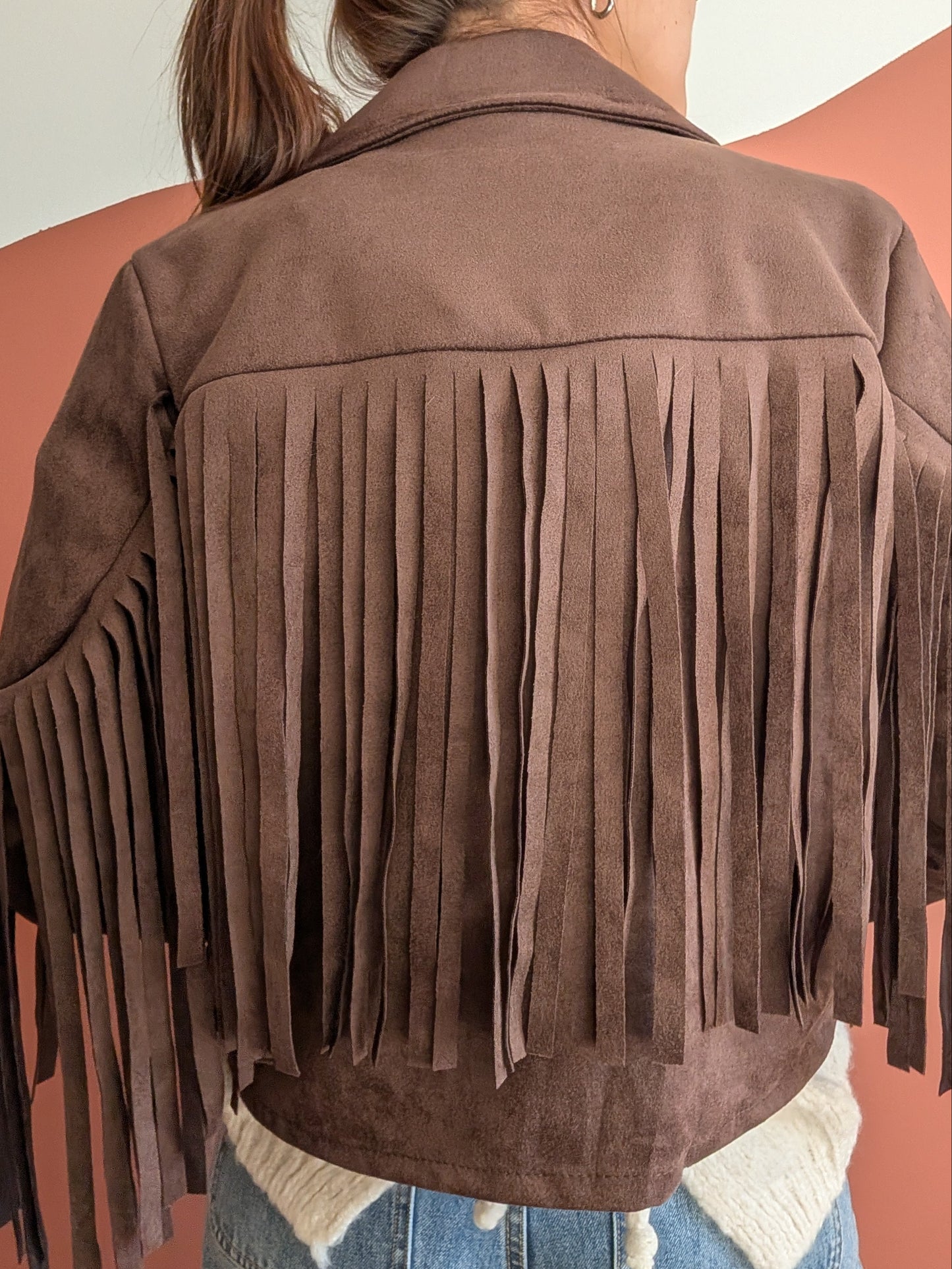 Veste à franges chocolat