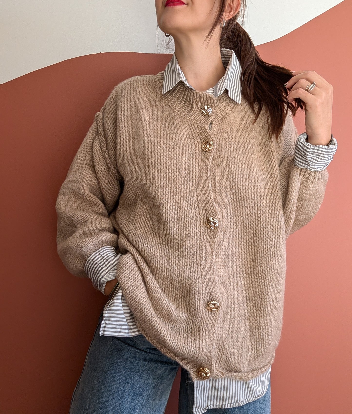 Gilet oversize avec manches bouffantes