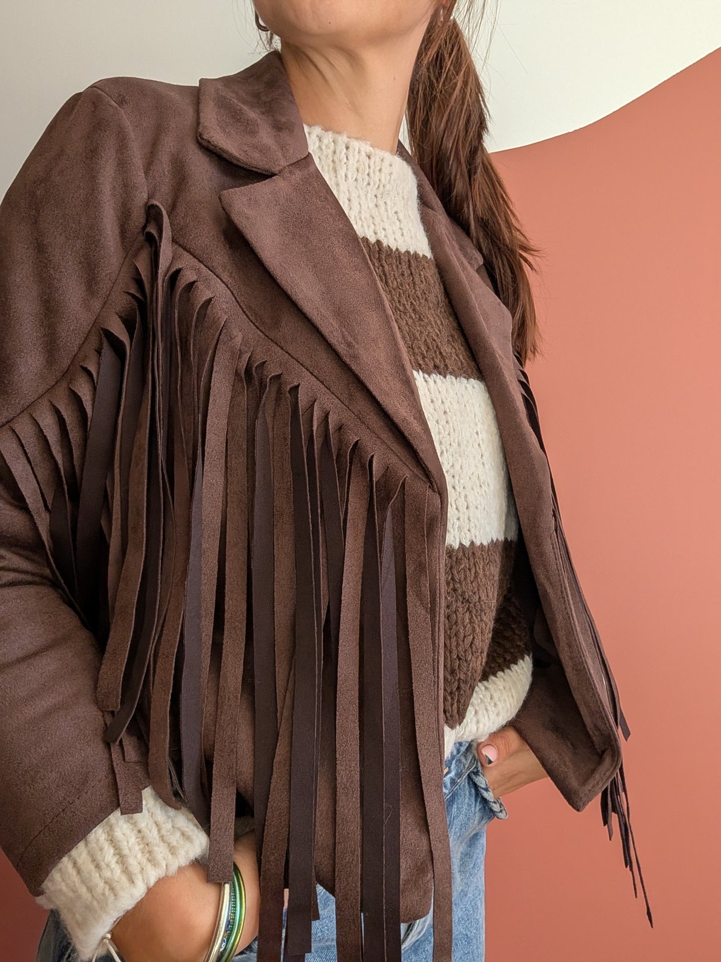 Veste à franges chocolat