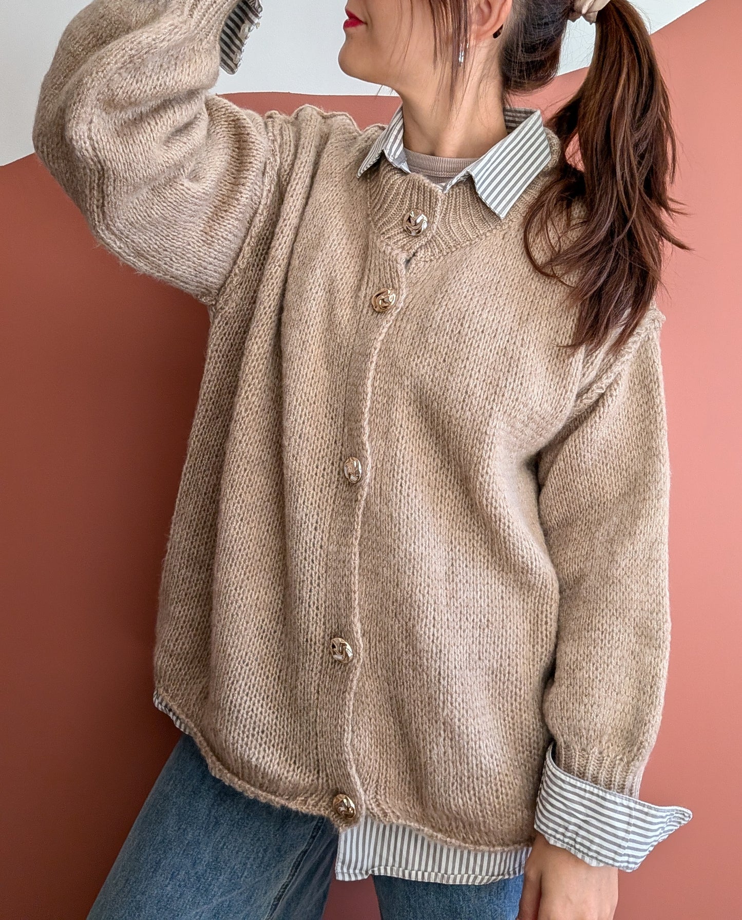 Gilet oversize avec manches bouffantes