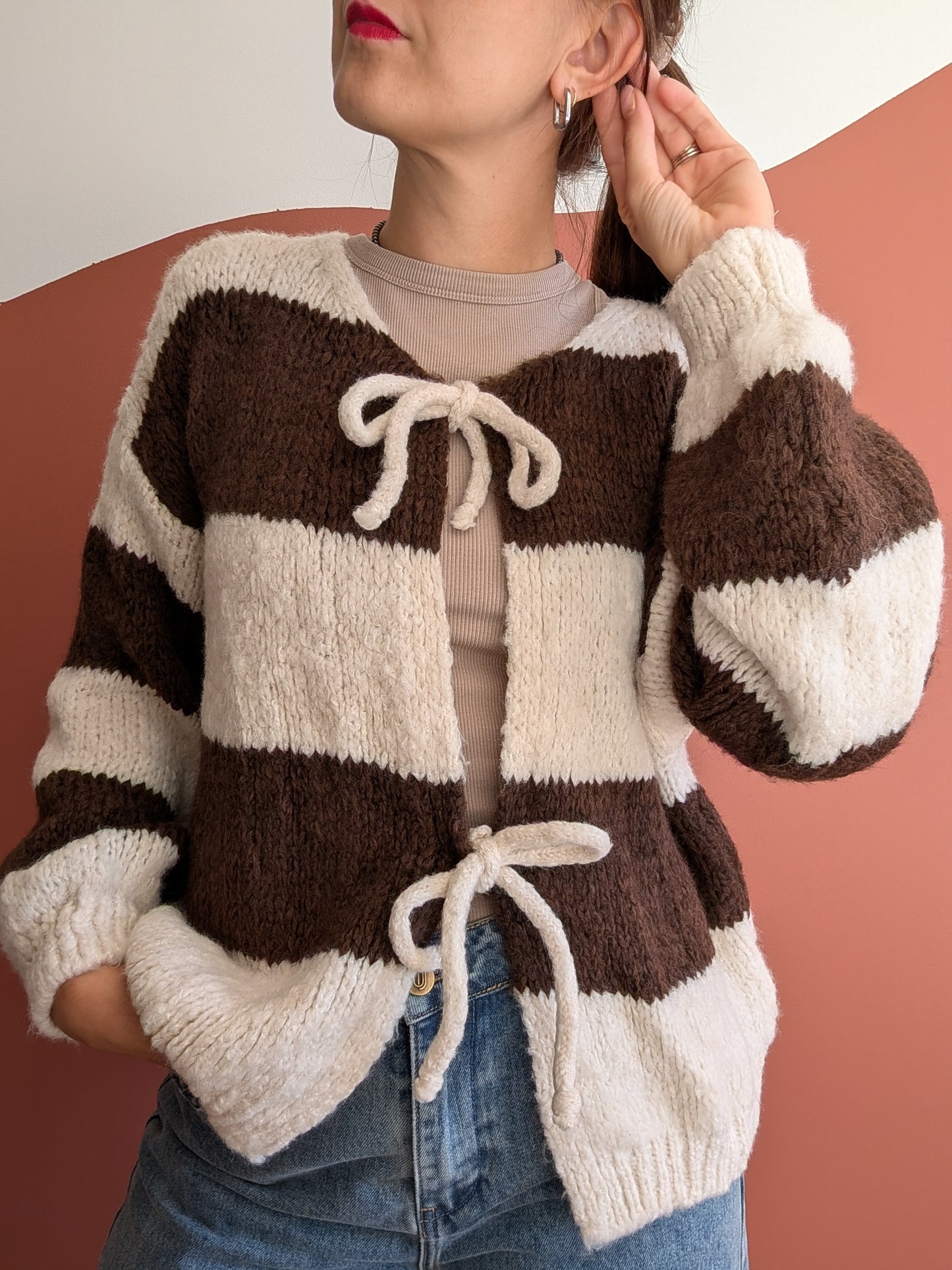 Pull-gilet à rayures nœuds