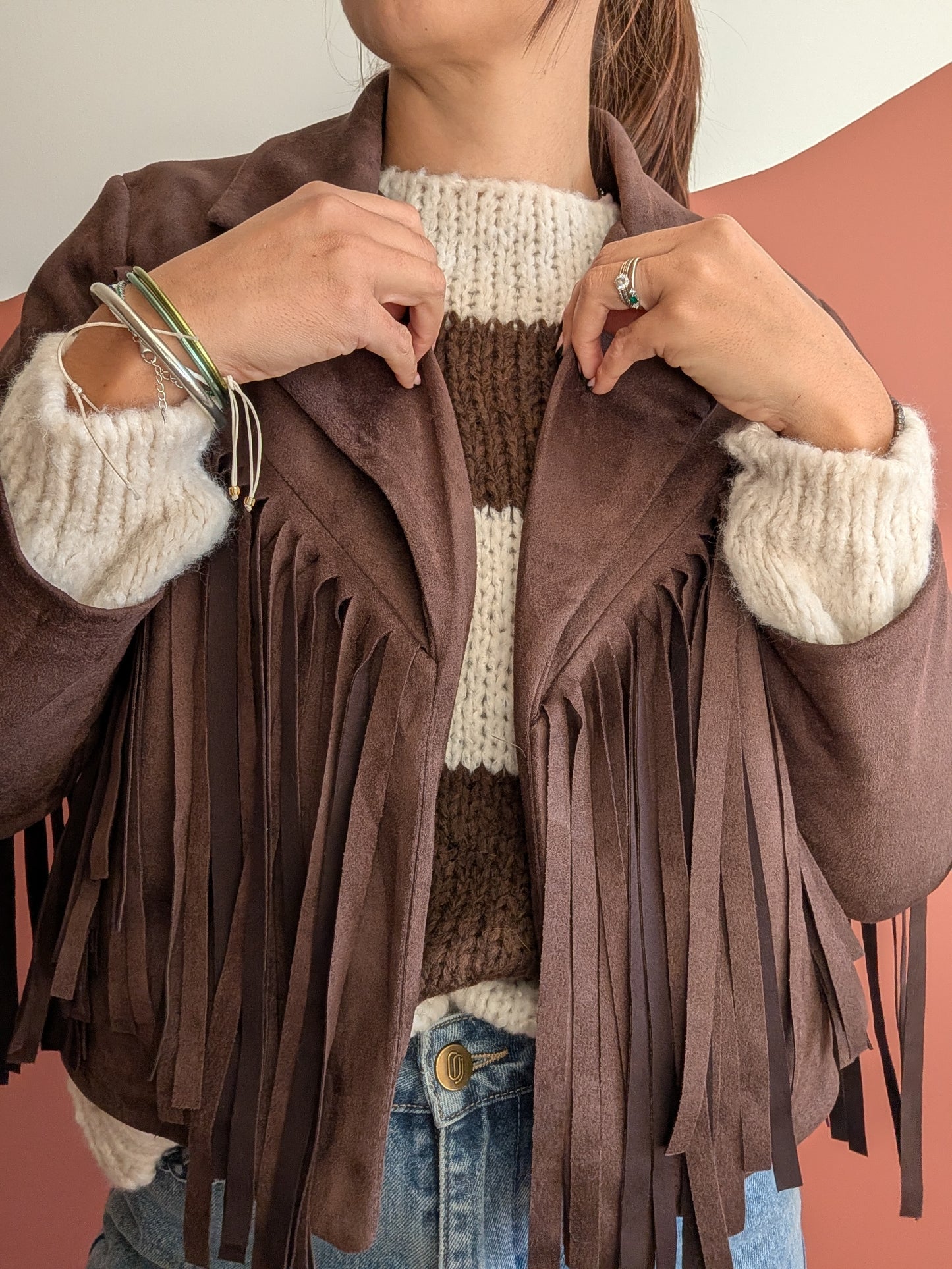 Veste à franges chocolat