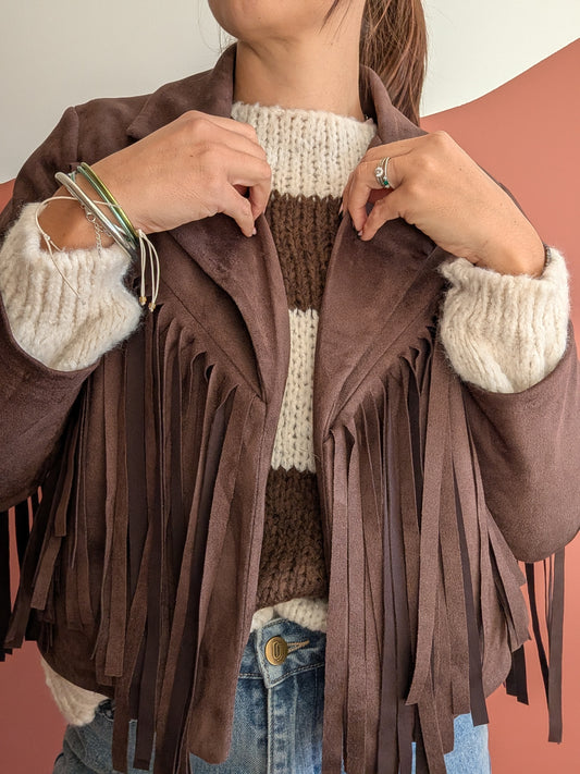 Veste à franges chocolat